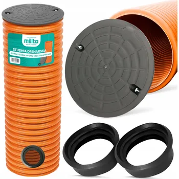 Kanalizační potrubí DRENÁŽNÍ ŠACHTA Drenážní studna 315 Víko Trubka 1m 2x TĚSNĚNÍ 200