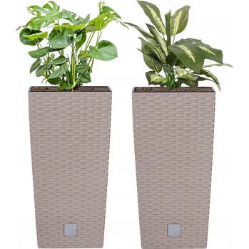 Květináč Plast Květináč béžový, Botle 17 cm x 17 x 32,4 cm