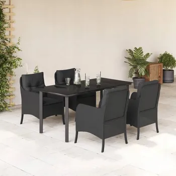Sada zahradního nábytku z umělého ratanu VidaXL, černá, 5 ks