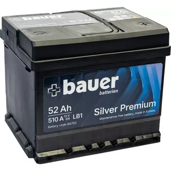 Autobaterie Autobaterie BAUER SILVER Premium 52Ah 12V 510A Autobaterie BAUER SILVER Premium 52Ah 12V 510A 210x175x175