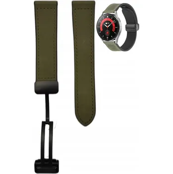 Řemínek na hodinky ZELENÝ HYBRIDNÍ MAGNETICKÝ ŘEMÍNEK ŘEMÍNEK 22MM SILIKON + KŮŽE PRO HODINKY