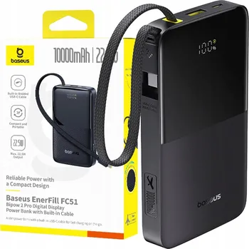 Powerbanka Powerbanka Baseus EnerFill FC51 10000 Bipow2 Pro 22,5W černá + USB-C kabel