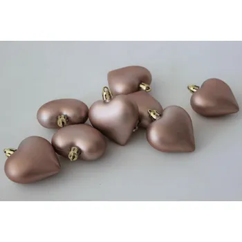 Vánoční ozdoba Home decoration Sada závěsných ozdob HEART - 8ks / Růžová