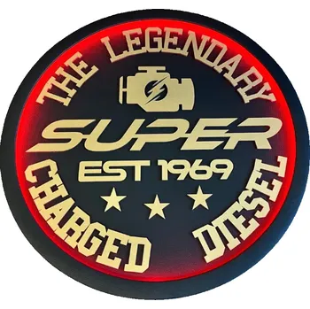 Ochranný autopotah Podsvícená tabule nad postel SUPER - zlatý nápis, červené podsvícení