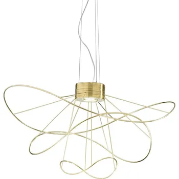 Axolight Hoops 3, zlaté závěsné svítidlo, 2x16W LED 3000K stmívatelné, prům. 100cm, výška 54cm