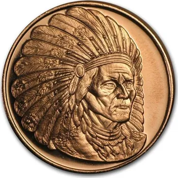 Měděná medaile 1 oz Indiánský Náčelník Sedící Býk