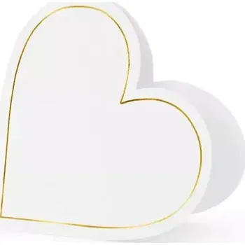 Svatební dekorace Jmenovky ke svatebnímu stolu - Srdce se zlatým okrajem - 15.7 x 22 cm