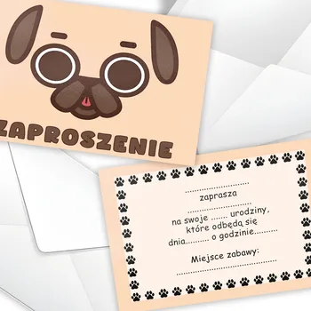 Obraz POZVÁNKA PES MOPS NA NAROZENINY, NAROZENINOVÉ POZVÁNKY + OBÁLKY DÁREK