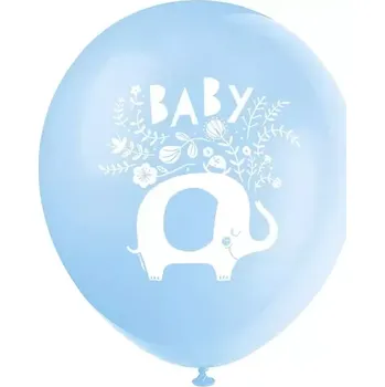 Balónek Latexové balonky Sloník s květinami modré - 8 ks