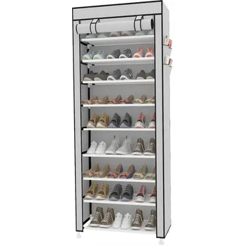 BOTNÍK látková, police na boty, 27 párů, ŠEDÁ