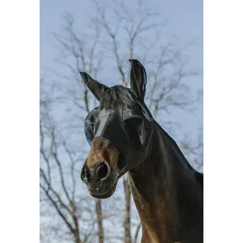 Koňská maska proti hmyzu EQUITHÈME Maska proti hmyzu Lycra Equithème, s ochranou uší, černá COB