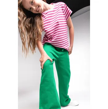 Dětské tepláky široké, dívčí zvony zelené, velikost 164 Mokida ZM5