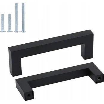 Nábytkové kování Čtvercová Nábytková Úchytka na Skříňky a Zásuvky 108mm 10 Ks. Černé