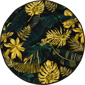 Koberec Průměr 150 cm KULATÝ KOBEREC se vzorem listů monstery a palmy