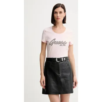Dámské tričko Tričko Guess dámské, růžová barva, W5YI16 J1314 W5YI16.J1314 03X, vel. XXL