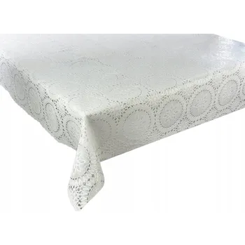 ubrus Voskované plátno Krajka Ubrus Krajkový na Metry Květiny Bílý 100x137 cm