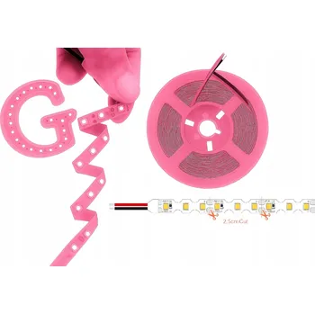 LED osvětlení LED pásek 10m 12V 2835 SMD 8W/m S-Shape 6mm Růžový Flexibilní