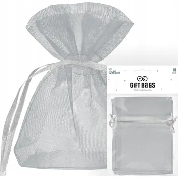 Obraz ŠEDÉ ORGANZOVÉ SÁČKY IDEÁLNÍ NA DÁREK, SVATBA, NAROZENINY - 10 Ks