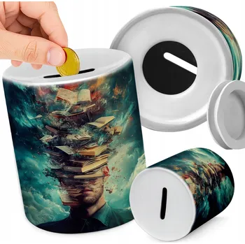 Pokladnička KERAMICKÁ POKLADNIČKA NA MINCE PRO DĚTI NAROZENINY KNIHY KNIHA