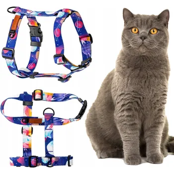 BEZPEČNOSTNÍ postroj pro kočky GUARD, netlačí, nastavitelný, pro velké kočky Ukory, barevný, NASA