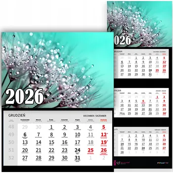 Kalendář Nástěnný kalendář - plánovač třídílný ROK 2026 | KAPKY DÁREK Různé vzory