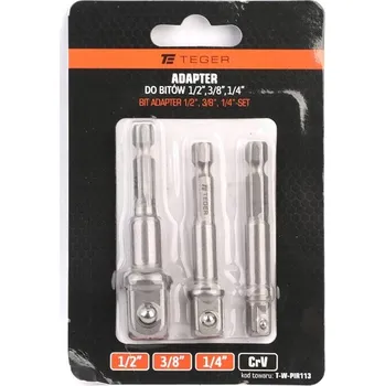 Bit Adaptér na bity 1/2" 1/4" 3/8" - sada / TEGER