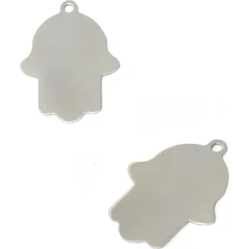 Materiál na výrobu šperku Ocelový Tag Hamsa 39x30x1mm - Nerez RL