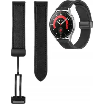 Řemínek na hodinky ČERNÝ HYBRIDNÍ MAGNETICKÝ ŘEMÍNEK ŘEMÍNEK 22 MM SILIKON + KŮŽE PRO HODINKY