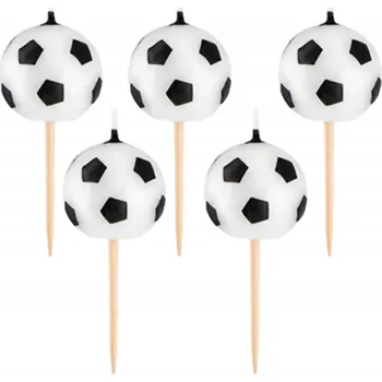 Dortová svíčka SVÍČKY FOTBALOVÉ MÍČE DEKORAČNÍ NA DORT K NAROZENINÁM 5ks