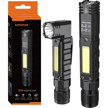Supfire G19 Konvertibilní magnetická LED svítilna a čelovka 500lm, USB, Li-