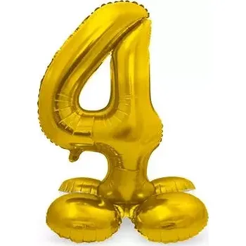 Balónek Stojící foliová číslice - zlatá 4 - 72 cm