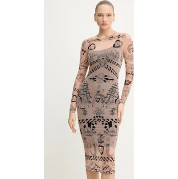 Dámské šaty Šaty Pinko béžová barva, midi, přiléhavé, 105797 A2VM 105797.A2VM 02A, vel. XL