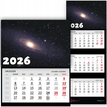 Kalendář TŘÍDÍLNÝ KALENDÁŘ 2026 KANCELÁŘSKÝ | ASTRONAUT STYL VESMÍR HVĚZDY VZORY
