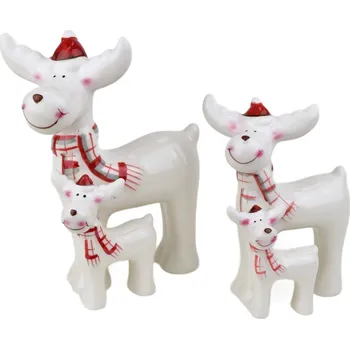 Vánoční dekorace Sob se sobíkem malý 13 cm a velký 17 cm, set 2 ks