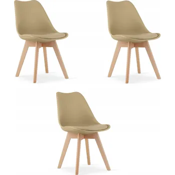 Jídelní židle ŽIDLE DO OBÝVACÍHO POKOJE JÍDELNY - tmavě béžová / přírodní nohy 3 KS
