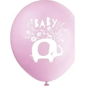 Balónek Latexové balonky Sloník s květinami růžové - 8 ks