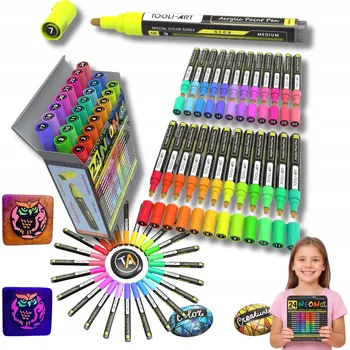 FIXY TOOLIART 24 NEONOVÝCH BAREV NA SKLO Z KAMENŮ DŘEVA DIY