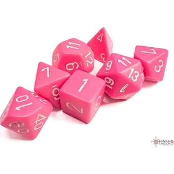 Příslušenství k deskovým hrám Chessex Sada 7 kostek Chessex - Růžová / Bílá - 25444