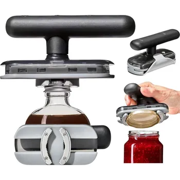 Otvírák OTVÍRÁK NA SKLENICE A LÁHVE KUCHYŇSKÝ UNIVERZÁLNÍ, MULTIFUNKČNÍ, ČERNÝ