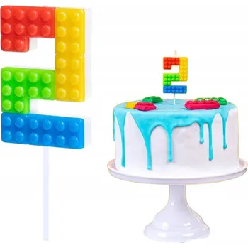 Dortová svíčka BAREVNÁ SVÍČKA KOSTKY ČÍSLICE 2 DVĚ DEKORATIVNÍ SVÍČKY NA DORT NAROZENINY