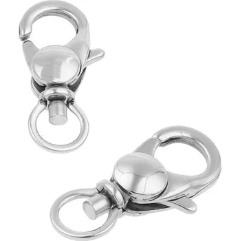 Materiál na výrobu šperku Leštěné nerezové karabinky 25mm - 1Ks - Nerez RL