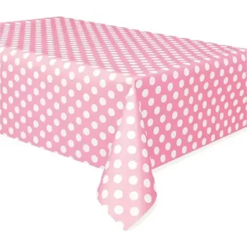 Jednorázový ubrus Plastový ubrus světle růžový s bílými puntíky 137 x 274 cm