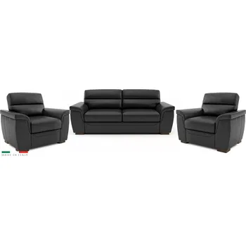 Sedací souprava Kožená sedací souprava ROSSO II 3+1+1, černá (nero 308)