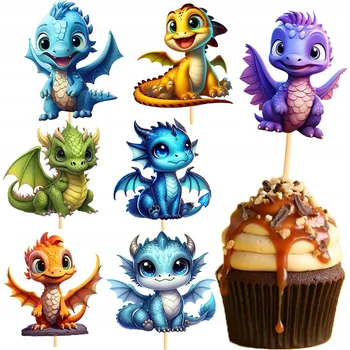 Obraz TOPER NA DORT TOPPER DRACI DINOSAUŘI OZDOBA MUFFINY DEKORACE