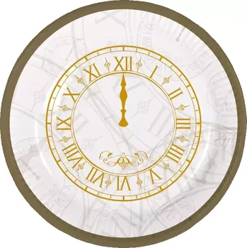 Party dekorace Papírové talířky Happy New Year 18 cm - 8 ks