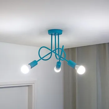 LED Dětský přisazený lustr OXFORD 3xE27/15W/230V modrá