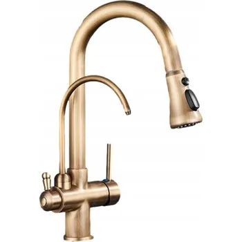 Vodovodní baterie Stojánková kuchyňská baterie Ari Kuchyňská trojcestná baterie, mosaz, stříbrná