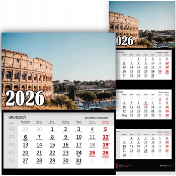 Kalendář TRÍDÍLNÝ NÁSTĚNNÝ KALENDÁŘ ROK 2026 ŘÍM KOLOSEUM NÁBOŽENSKÉ MOTIVY - RŮZNÉ VZORY