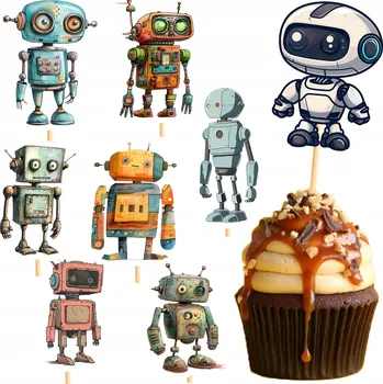 Obraz NA DORT OZDOBY, DORTOVÉ OZDOBY, ROBOTI, MUFFINY, MUFFINKY, DEKORACE