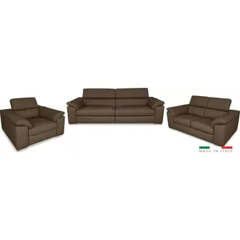 Sedací souprava Moderní kožená sedací souprava LOREN II 3+2+1, hnědá (madras - 111 bark)